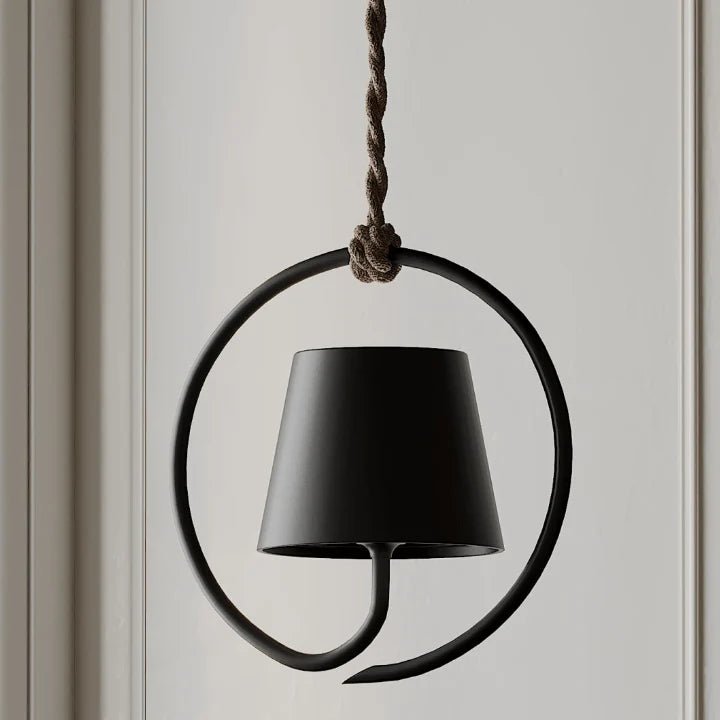 Okrągła Lampa Wisząca z Ramą w Kształcie Pierścienia - Biały