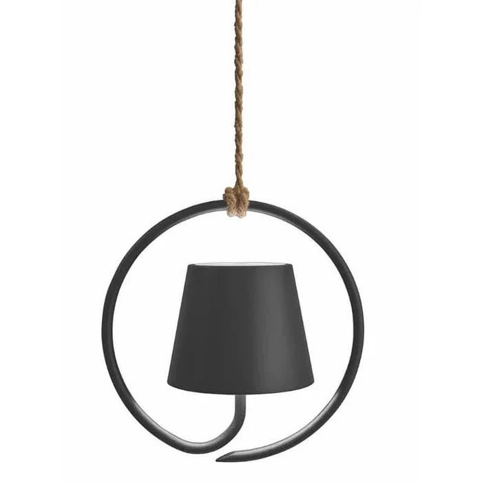 Okrągła Lampa Wisząca z Ramą w Kształcie Pierścienia - Czarny