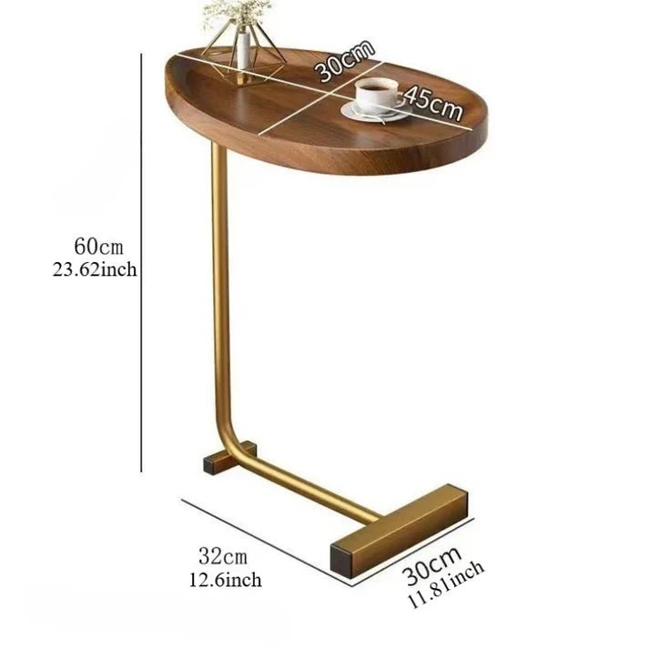Stolik pomocniczy w kształcie litery C z drewna i metalu - D