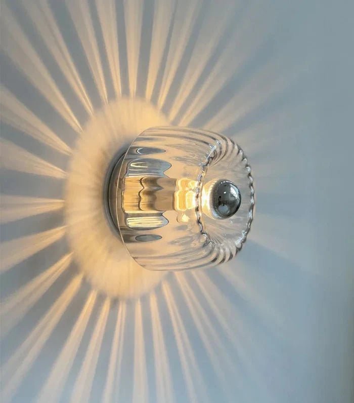 Szklana Lampa Ścienna – Styl Skandynawski - Srebrna
