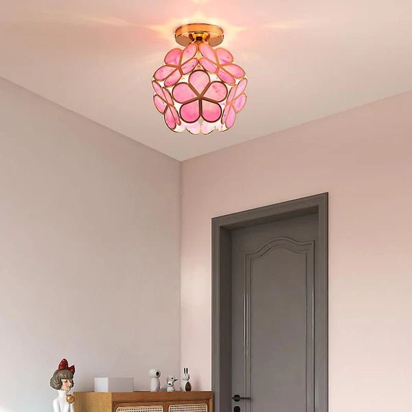 Szklana Lampa Sufitowa w Stylu Kwiatowym - Brąz