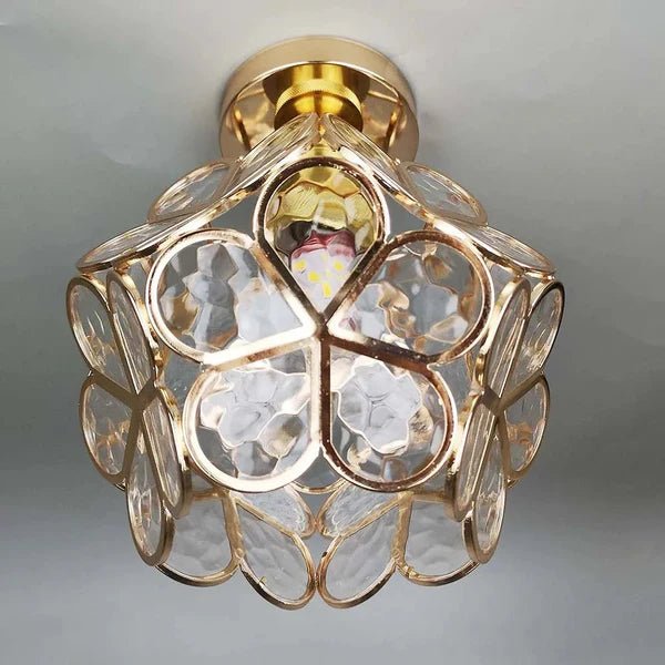 Szklana Lampa Sufitowa w Stylu Kwiatowym - Zielony