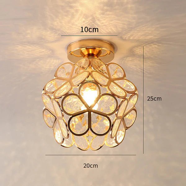 Szklana Lampa Sufitowa w Stylu Kwiatowym - Brąz