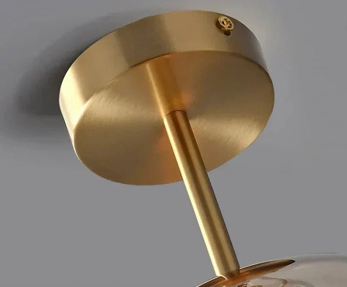 Szklana lampa sufitowa z miedzianymi akcentami - Bursztynowy B