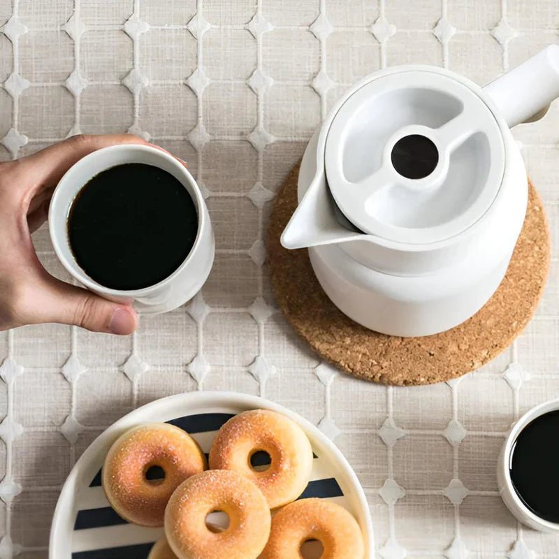 Termos z drewnianym uchwytem - Czarny