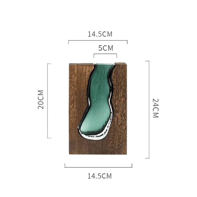 Wazon z drewna i szkła - 32 cm