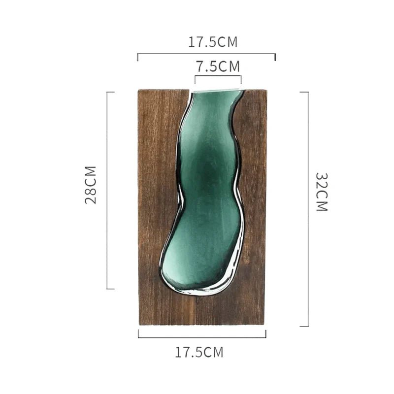 Wazon z drewna i szkła - 32 cm