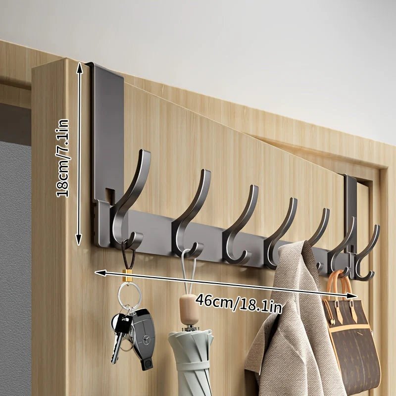 Wieszak na drzwi z nowoczesnego aluminium - Szary - 7 haczyków