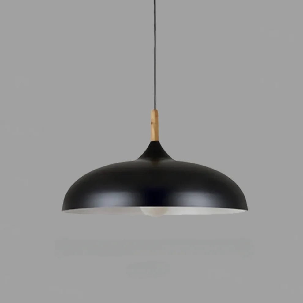 Wisząca lampa z drewna i aluminium - Czarny