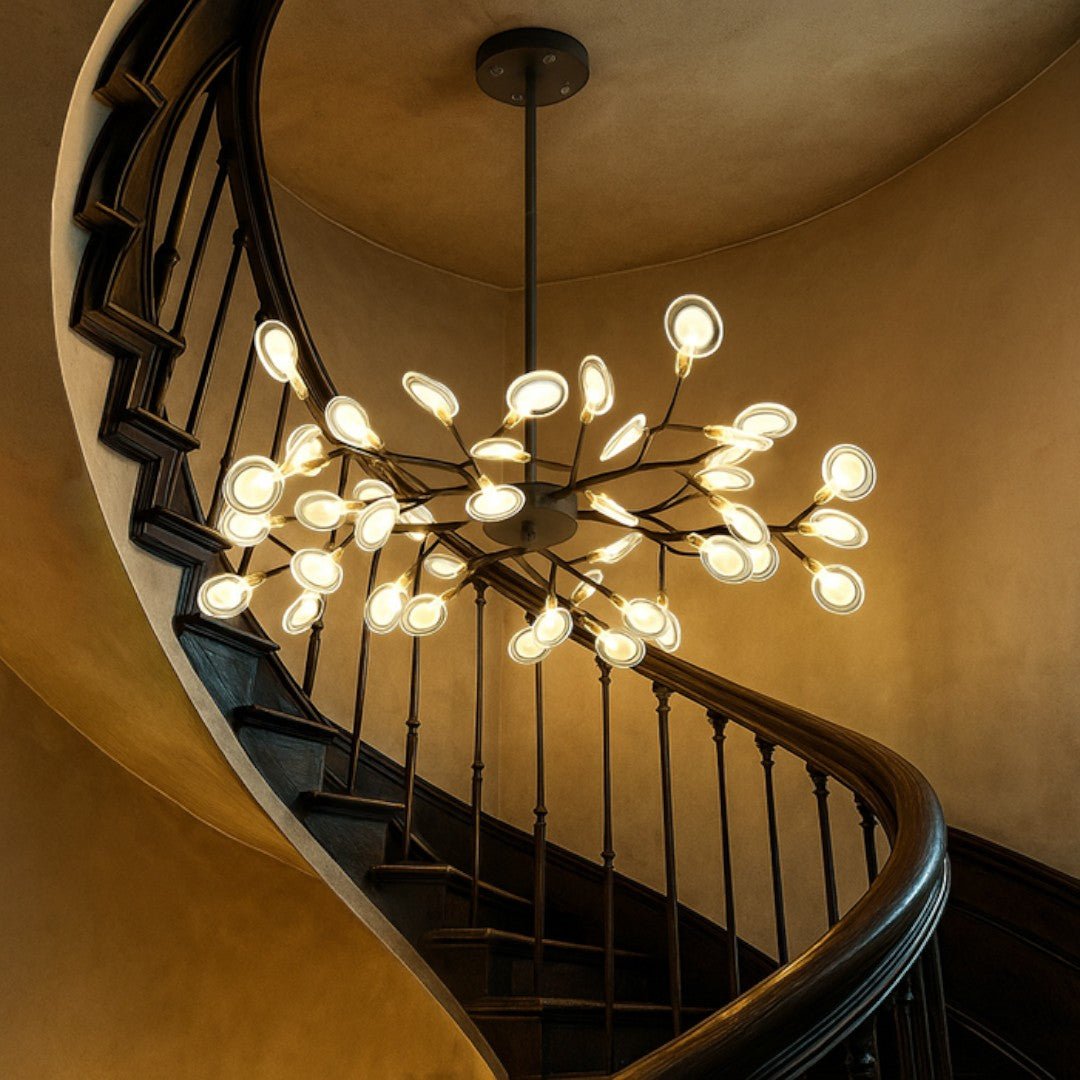 Żyrandol sufitowy z rozgałęzioną konstrukcją i elementami akrylowymi - Czarny