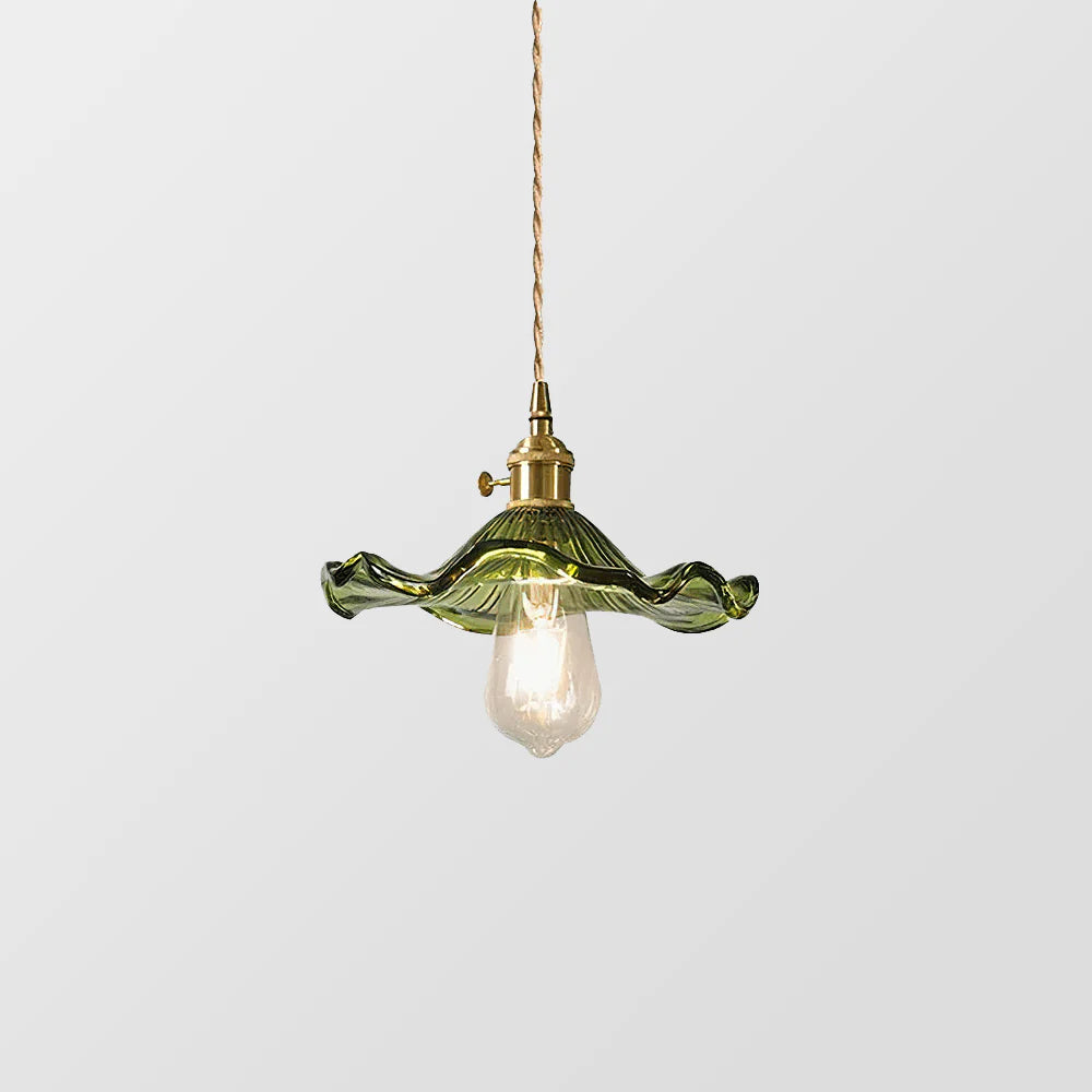 Szklana Lampa Wisząca z Kloszem w Kształcie Kwiatu