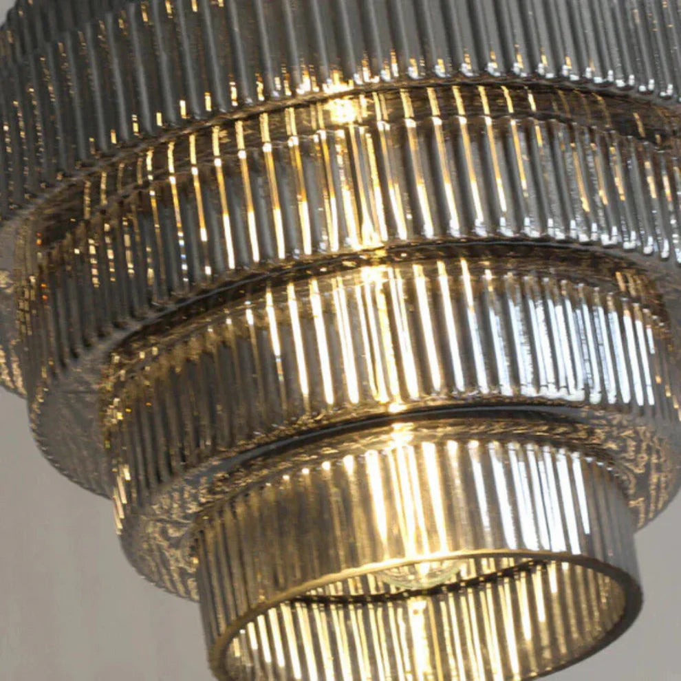 Lampa wisząca miedziana ze szkłem