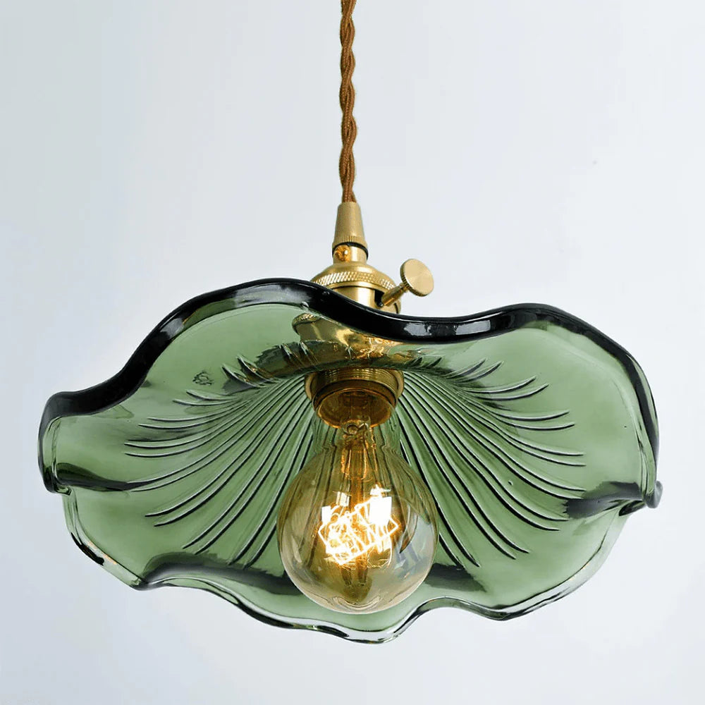 Szklana Lampa Wisząca z Kloszem w Kształcie Kwiatu