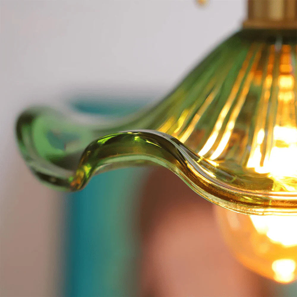 Szklana Lampa Wisząca z Kloszem w Kształcie Kwiatu