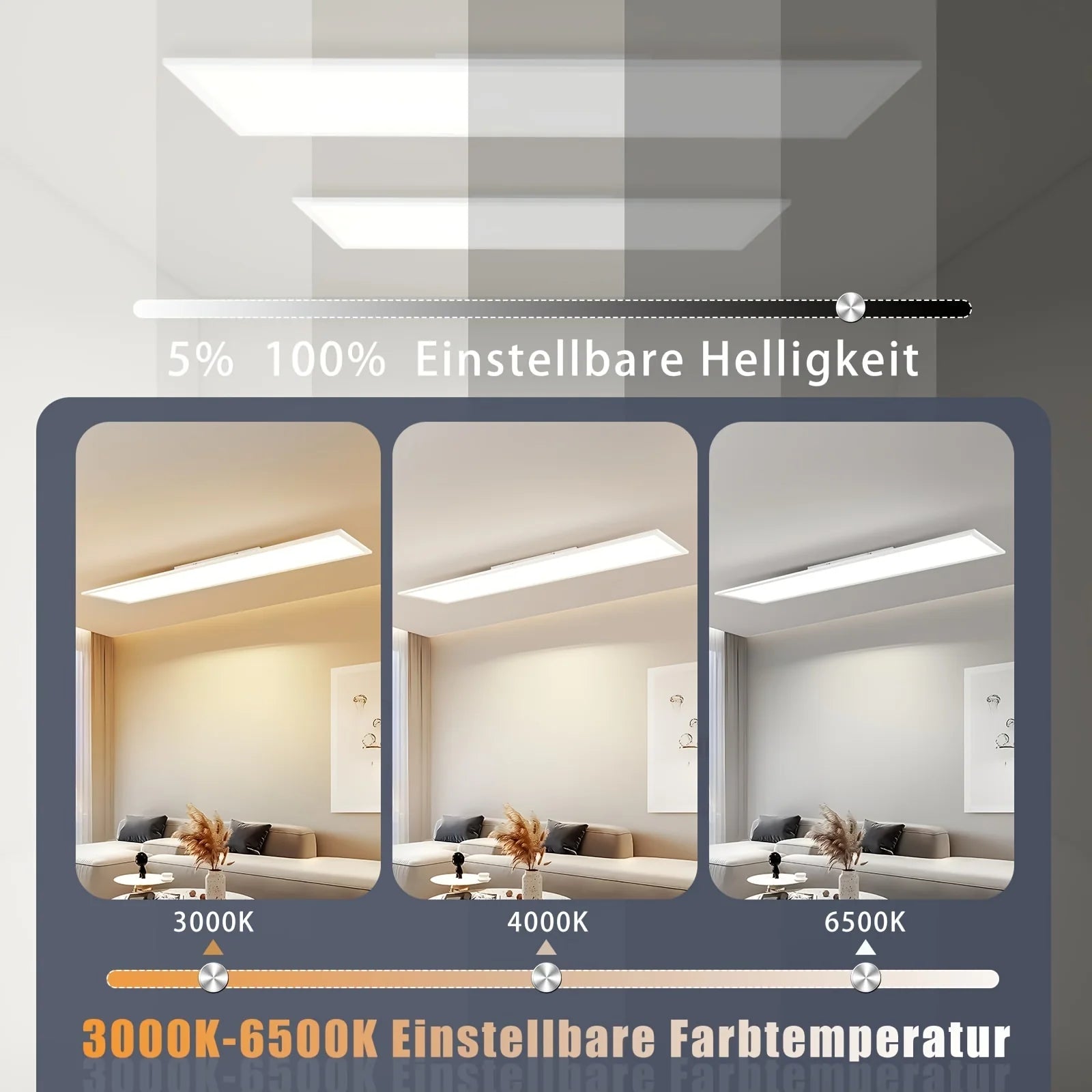 Prostokątna lampa sufitowa z pilotem