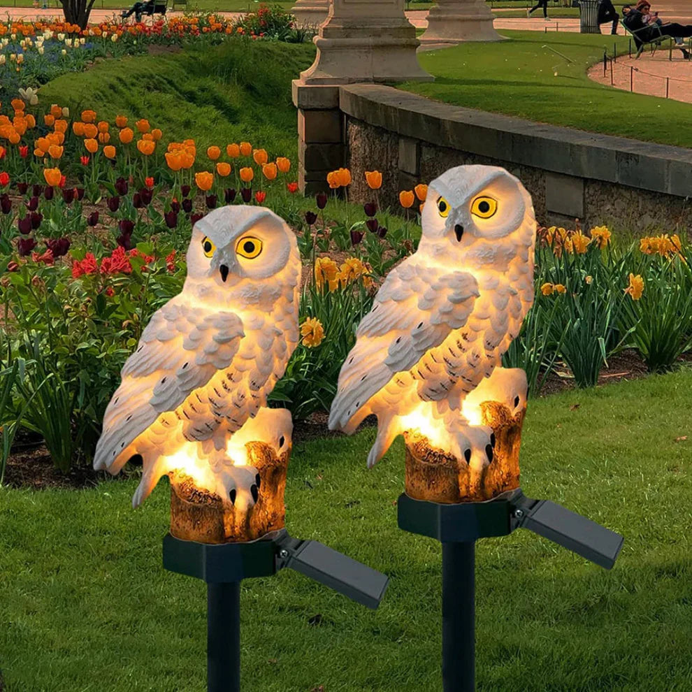 Lampa ogrodowa solarna w kształcie sowy