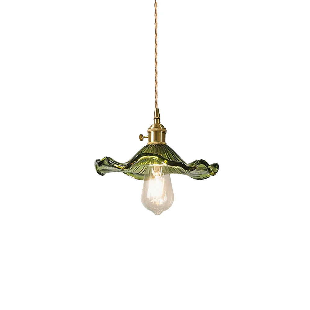 Szklana Lampa Wisząca z Kloszem w Kształcie Kwiatu