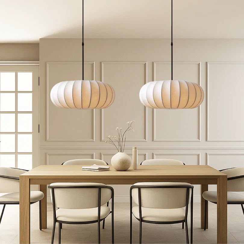 Lampa Wisząca z Metalu i Tkaniny