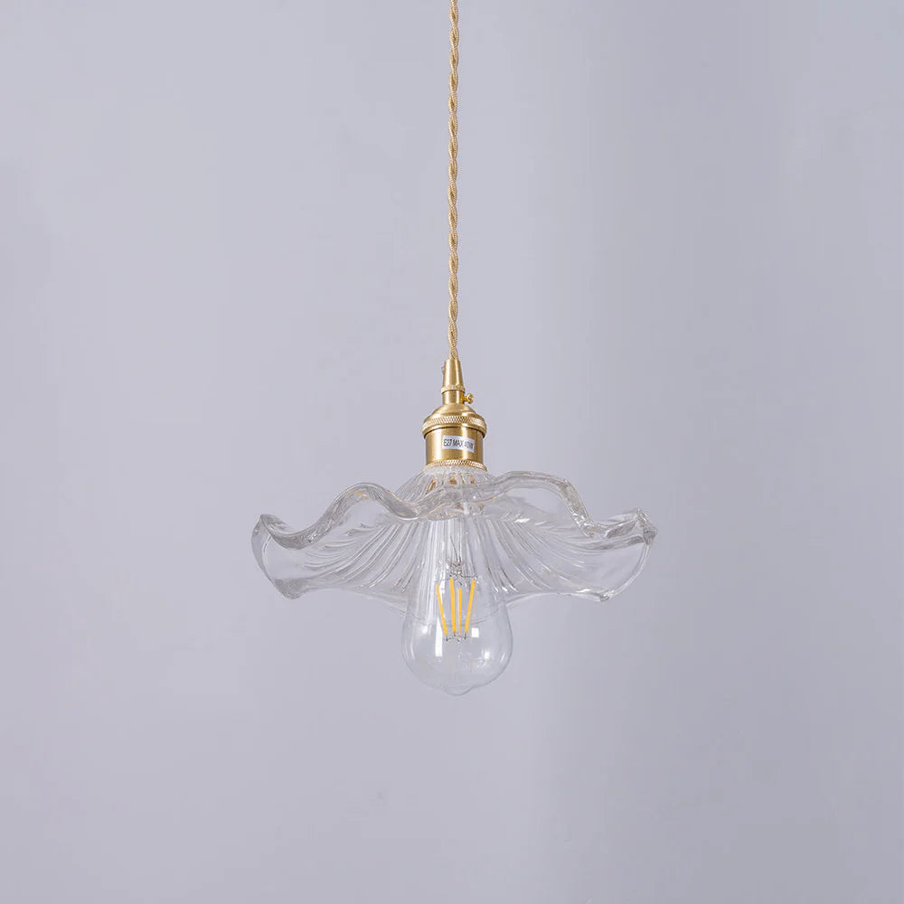 Szklana Lampa Wisząca z Kloszem w Kształcie Kwiatu