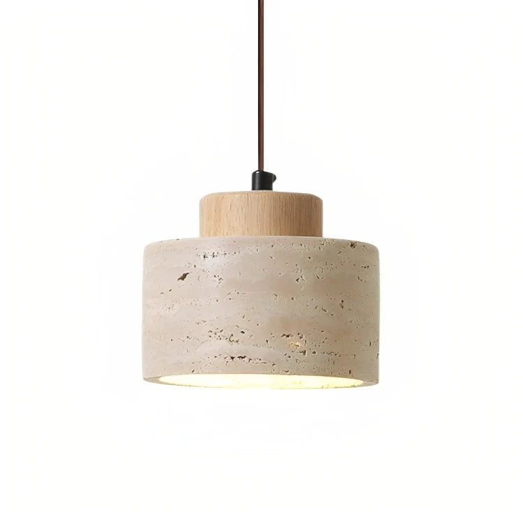 Lampa Wisząca z Kamienia i Drewna