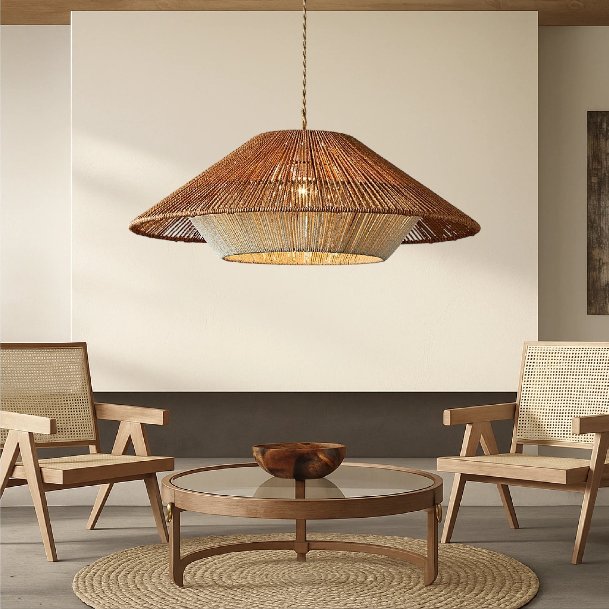 Lampa wisząca bambusowa okrągła