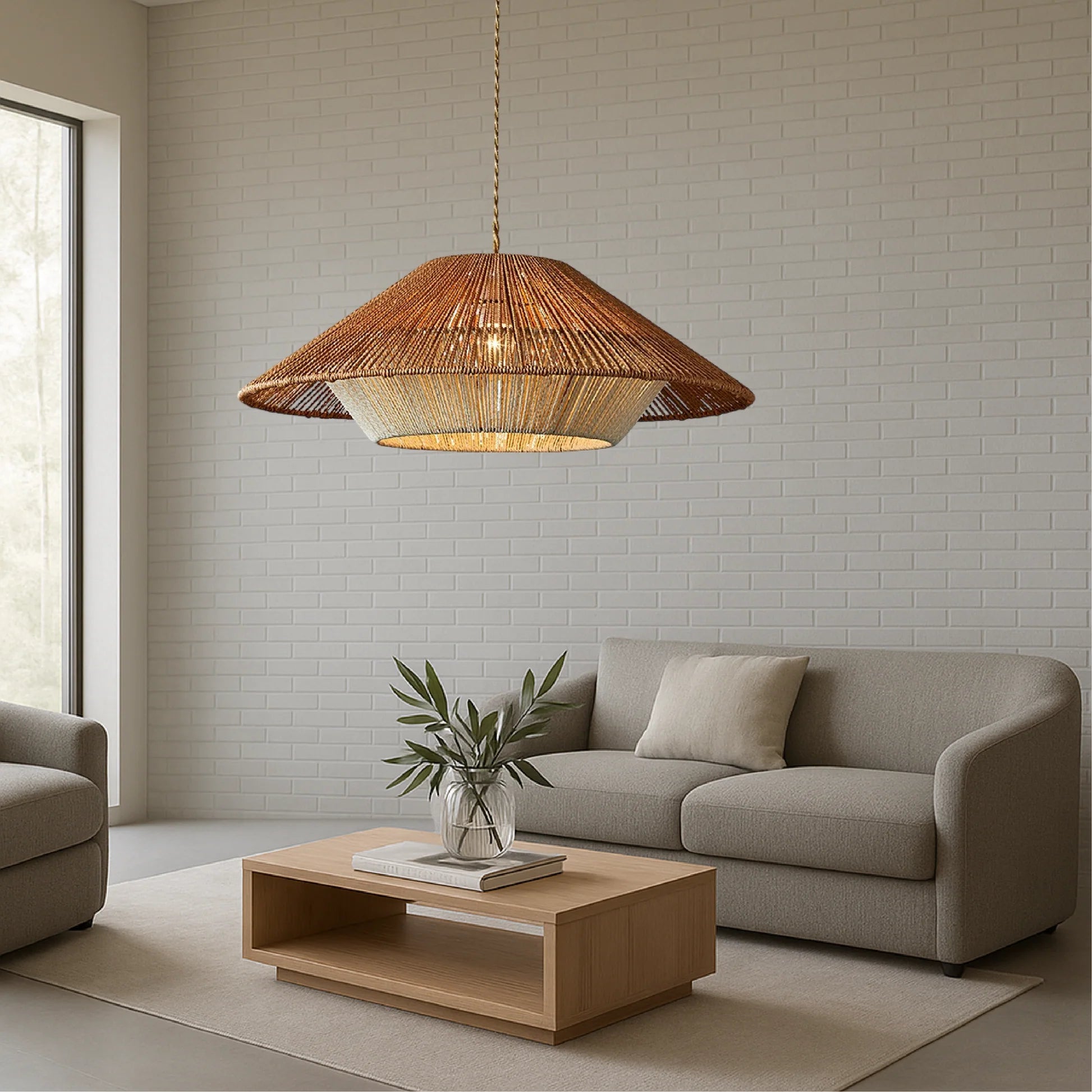 Lampa wisząca bambusowa okrągła