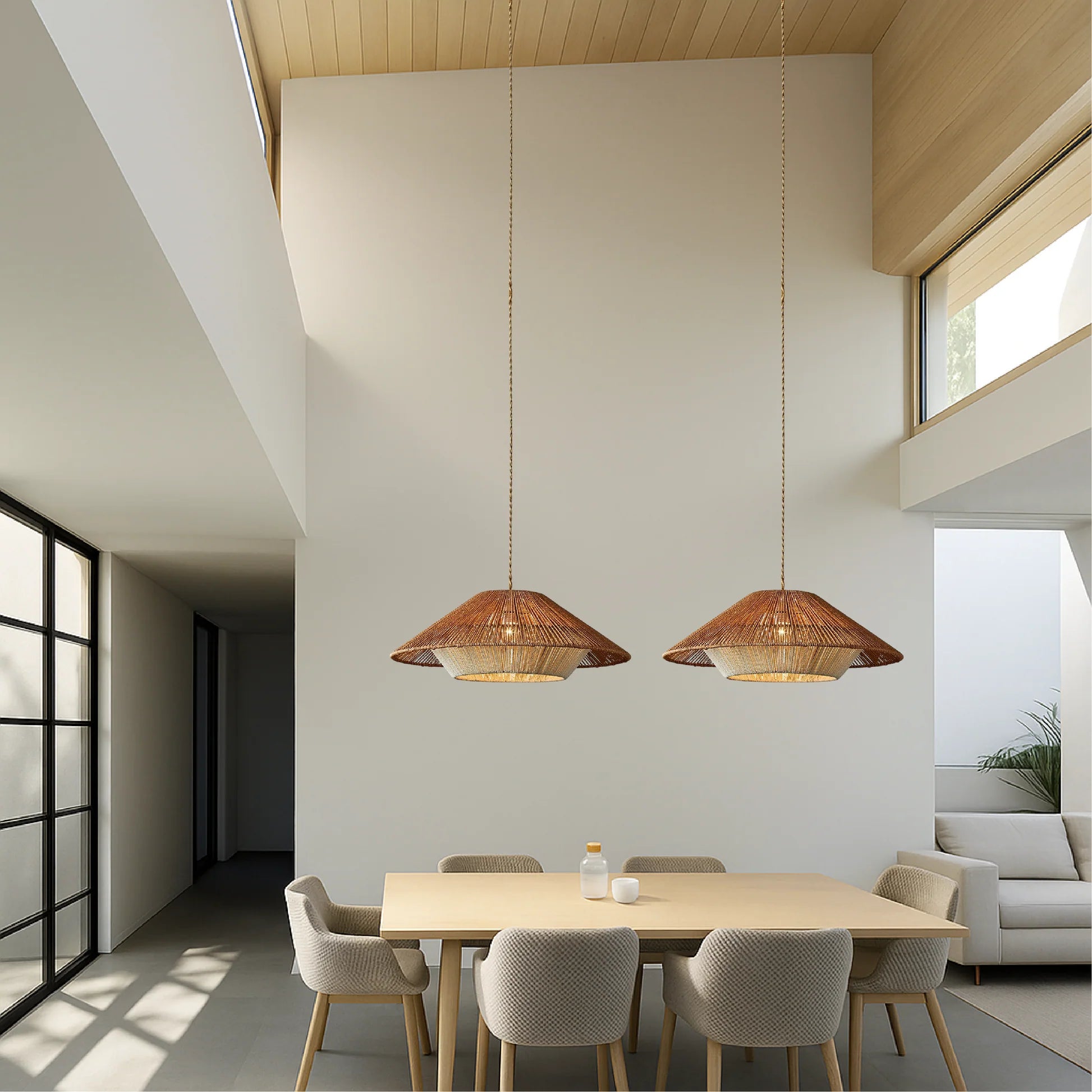 Lampa wisząca bambusowa okrągła