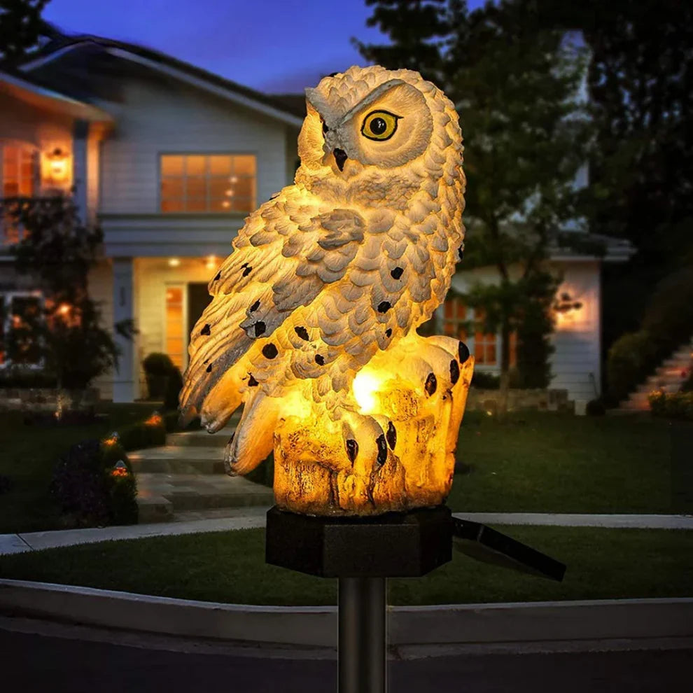 Lampa ogrodowa solarna w kształcie sowy