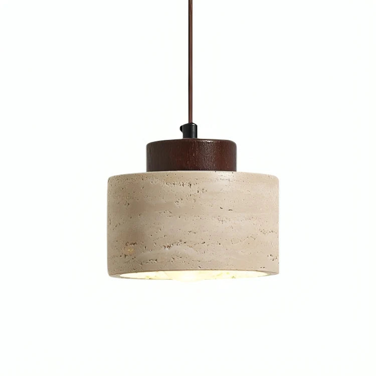 Lampa Wisząca z Kamienia i Drewna