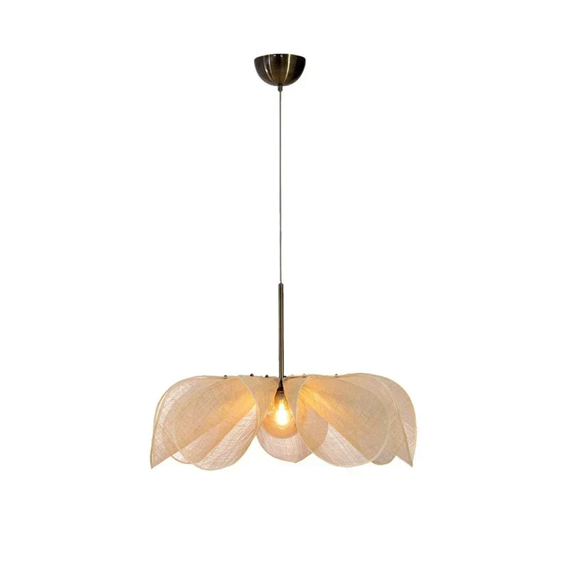 Lampa wisząca z tkaniny i metalu