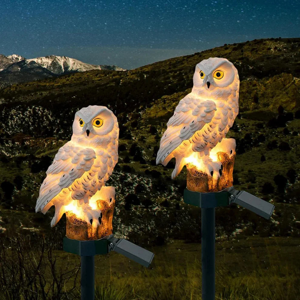 Lampa ogrodowa solarna w kształcie sowy
