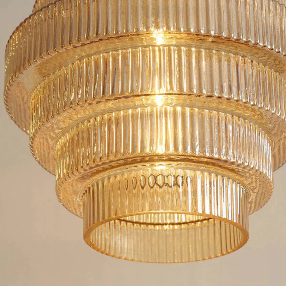Lampa wisząca miedziana ze szkłem