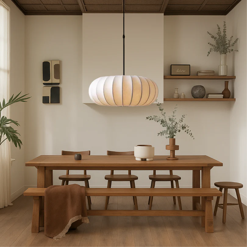 Lampa Wisząca z Metalu i Tkaniny