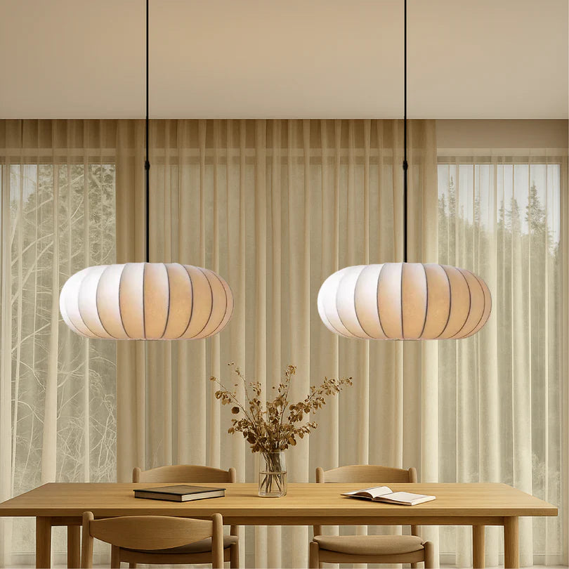 Lampa Wisząca z Metalu i Tkaniny