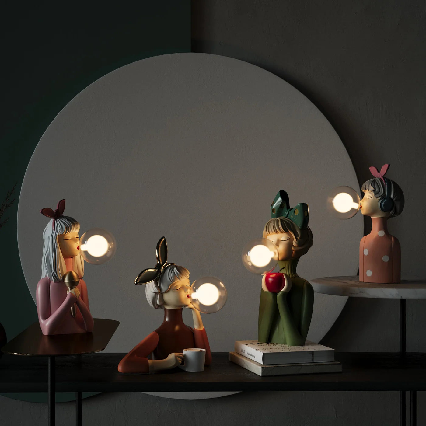 Dekoracyjna Lampa Stołowa z Figurkami