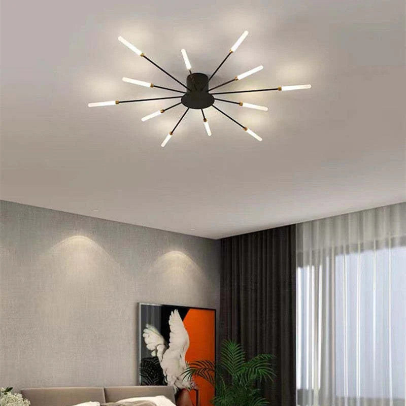 Duża lampa sufitowa o promiennym designie