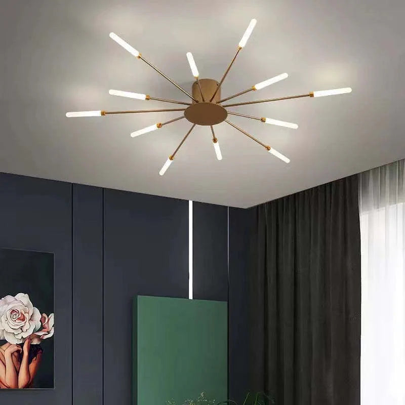 Duża lampa sufitowa o promiennym designie
