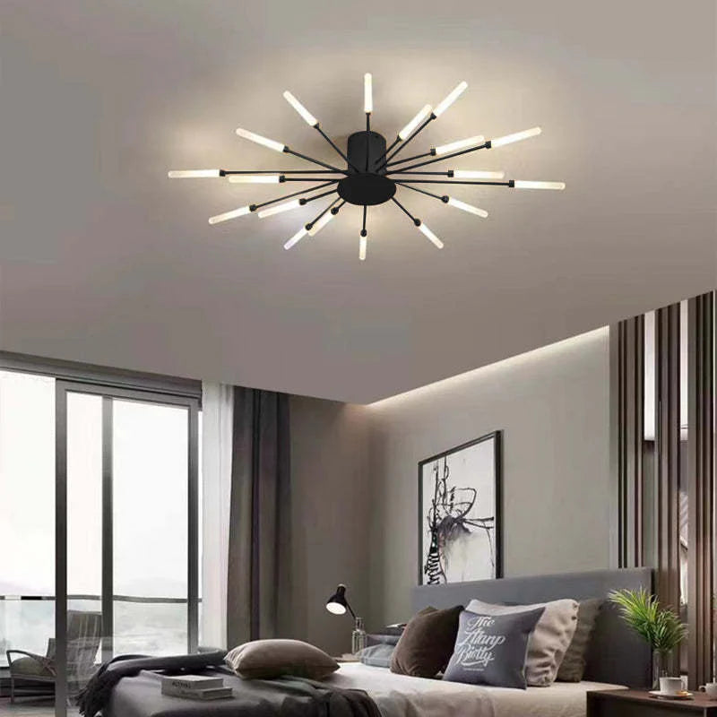 Duża lampa sufitowa o promiennym designie