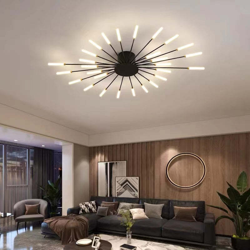 Duża lampa sufitowa o promiennym designie