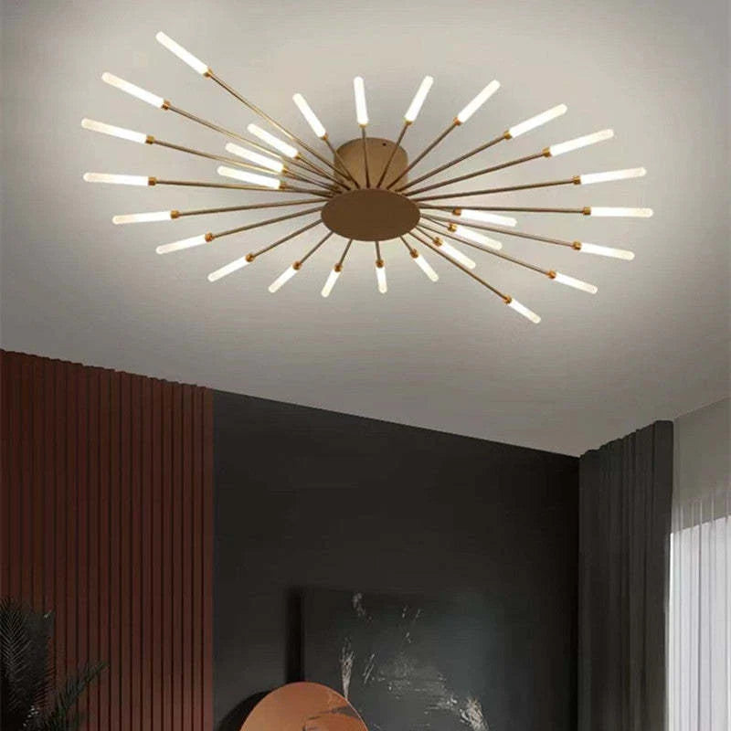 Duża lampa sufitowa o promiennym designie