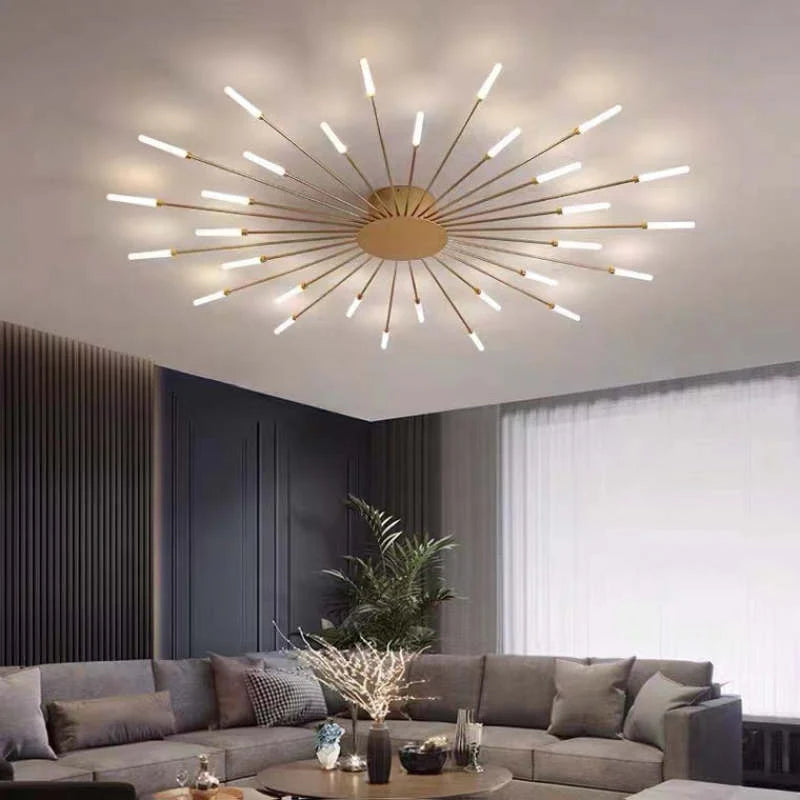Duża lampa sufitowa o promiennym designie