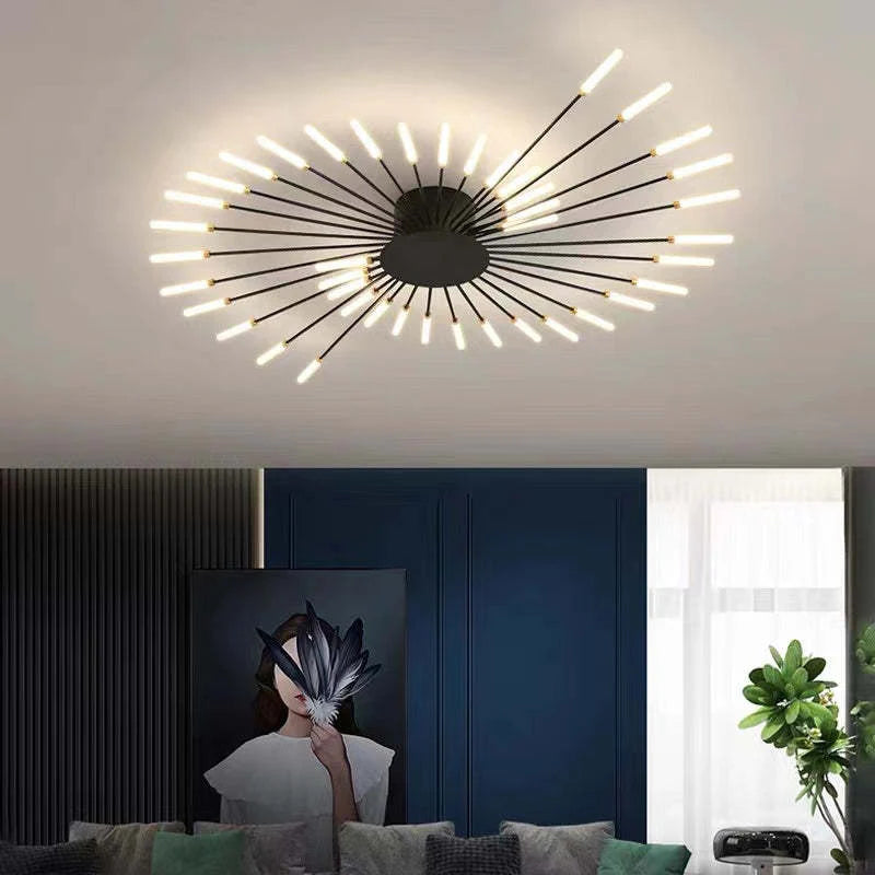 Duża lampa sufitowa o promiennym designie