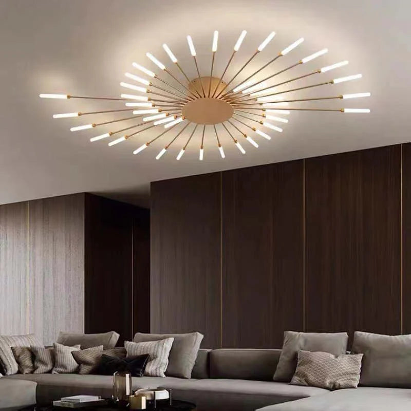 Duża lampa sufitowa o promiennym designie