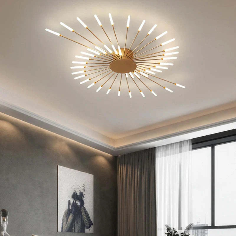 Duża lampa sufitowa o promiennym designie