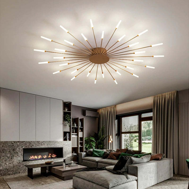 Duża lampa sufitowa o promiennym designie