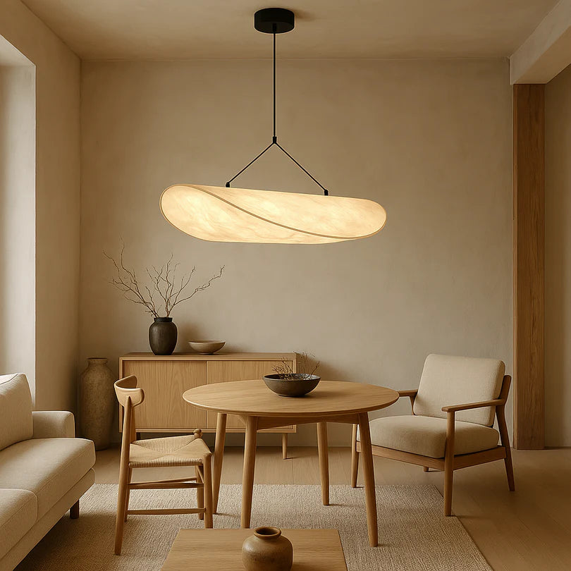Minimalistyczna Lampa Wisząca z Jedwabiu