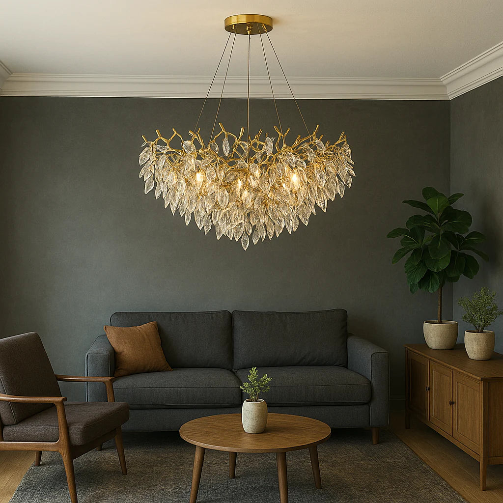 Duża lampa wisząca kryształowa