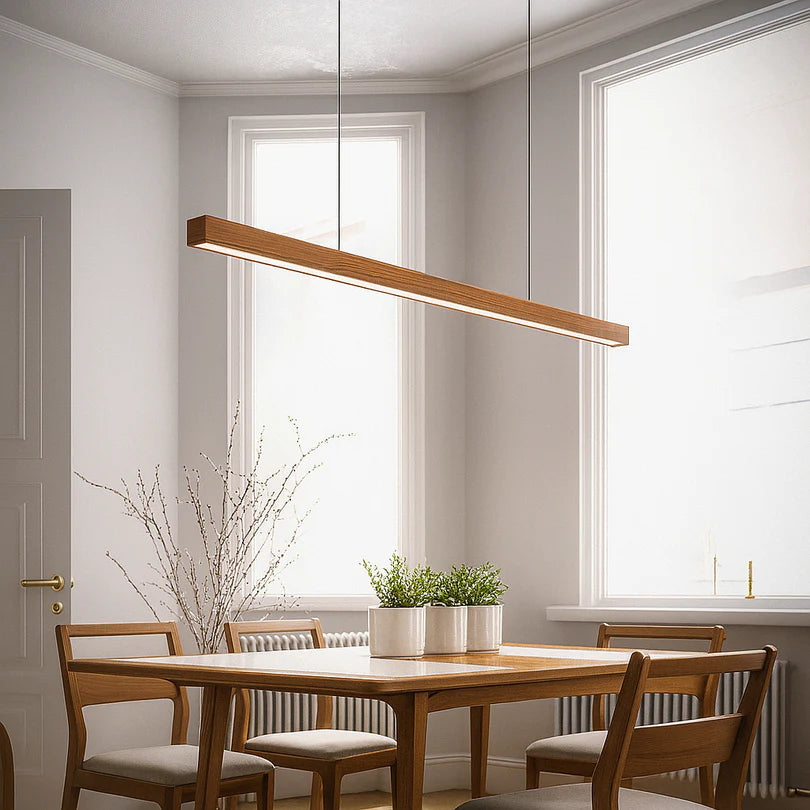 Lampa Wisząca Drewniana o Prostej Formie