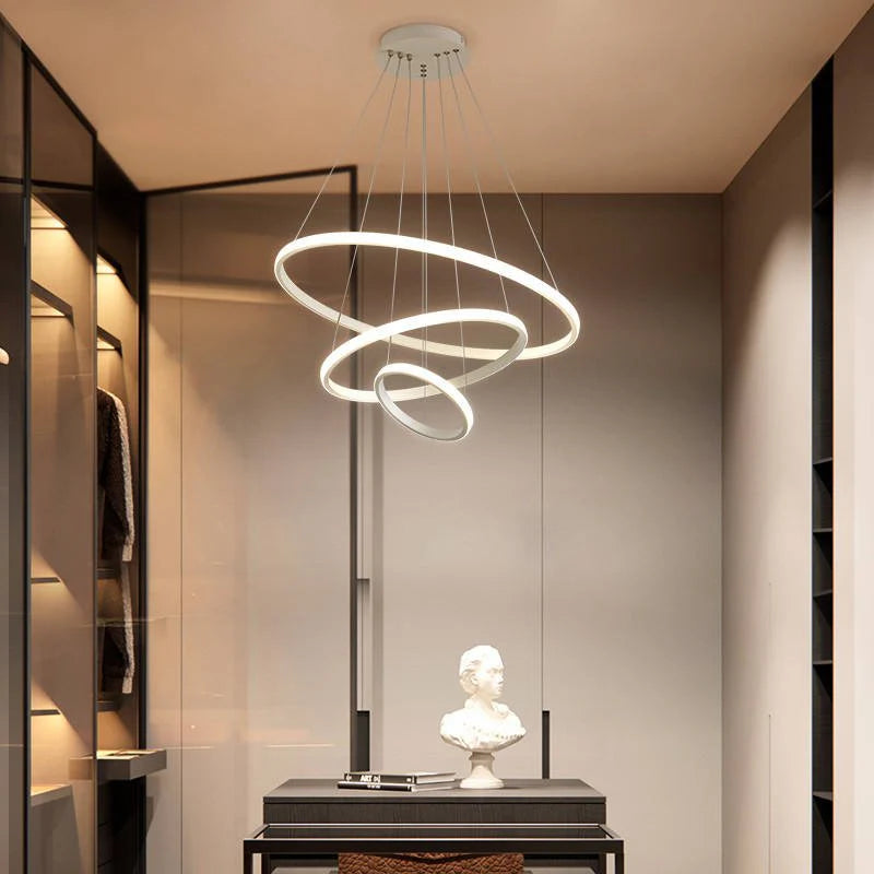 Lampa Wisząca LED z Okręgami – Model Nad Stół