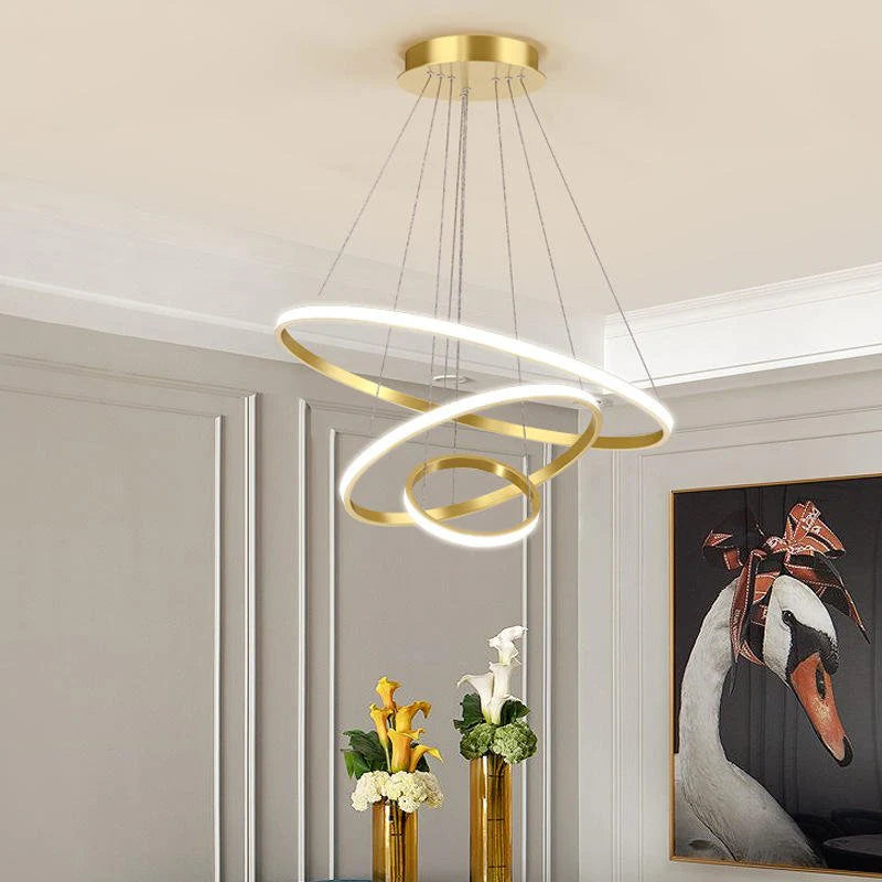 Lampa Wisząca LED z Okręgami – Model Nad Stół